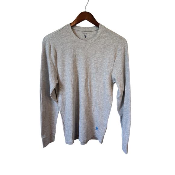 US POLO ASSN. Waffle Knit Thermal Gray Pajama Lounge Shirt Men’s Size Large Cozy - Picture 1 of 6